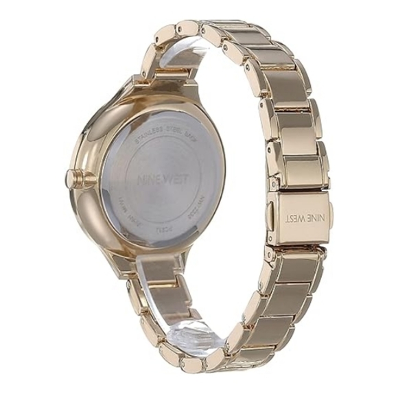Women\'s Crystal Accented Bracelet Watch Green Gold main image 7